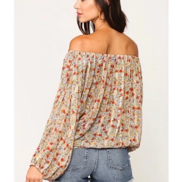 floral print off shoulder blouse - Picture 3 of 3